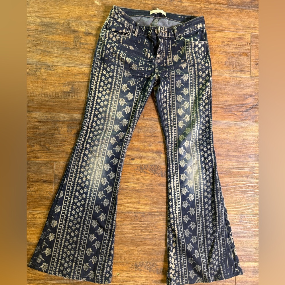 Free People painted flare Jeans boho